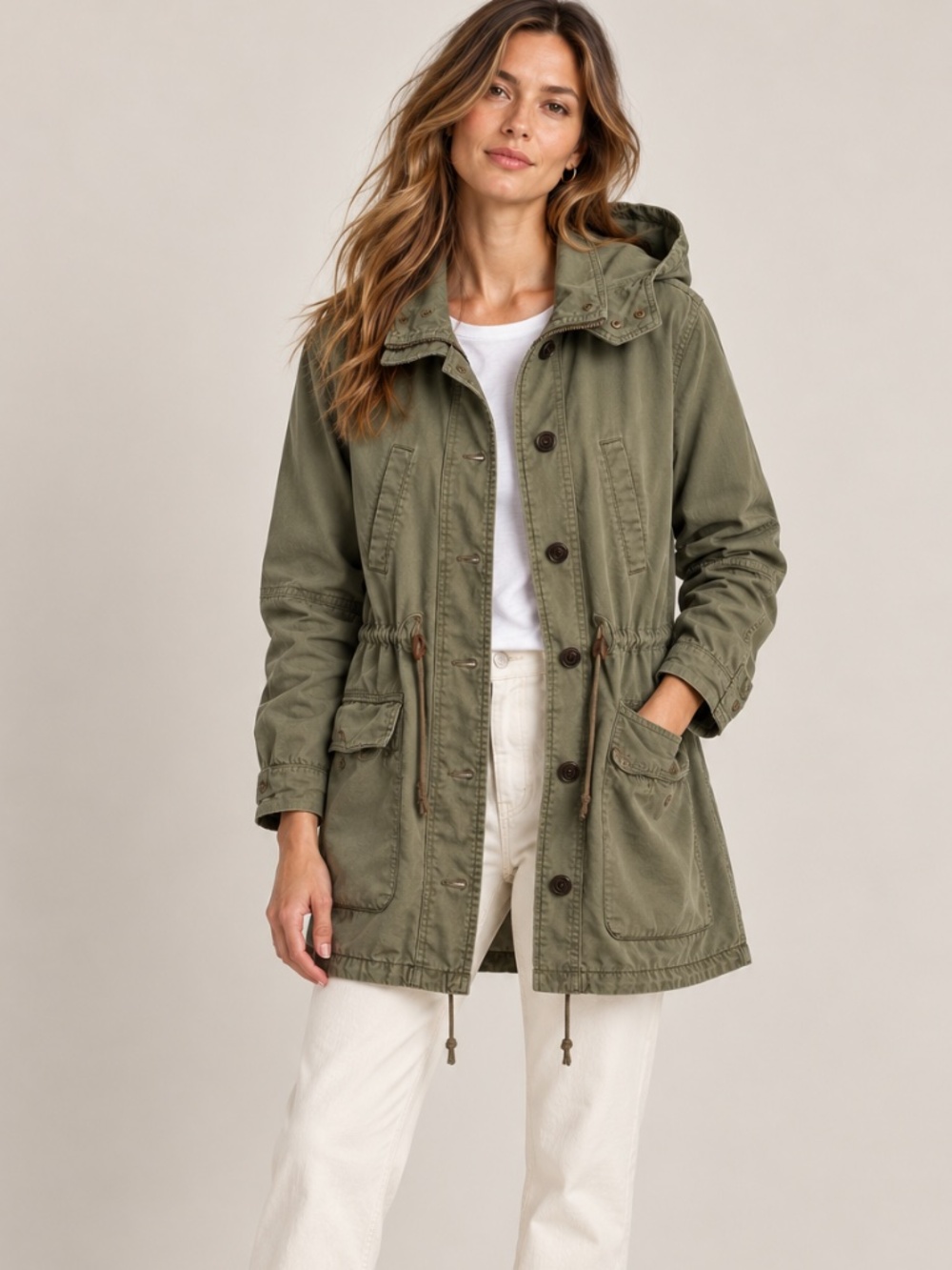 Gap Utility Parka Green Hooded Field Jacket, Small‎ Cotton Canvas
